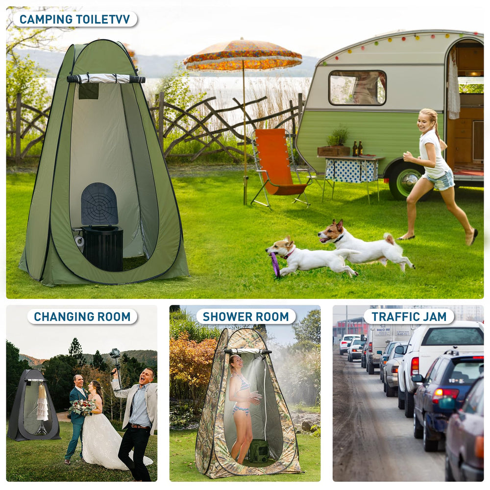 Thallike camping toilet in use outdoors highlights emergency-ready design.