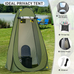 Thallike LED-light improves nighttime visibility during camping toilet use.