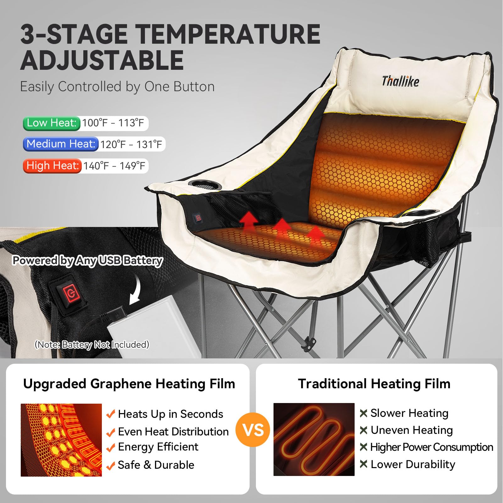 Thallike chair with built-in cup holder and side pocket for essentials at hand.