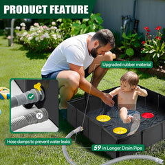 Thallike detachable drain pipe highlights easy water disposal during outdoor showers.