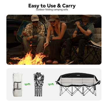 Thallike Double Camping Chair folded storage bag shows portability for trips.