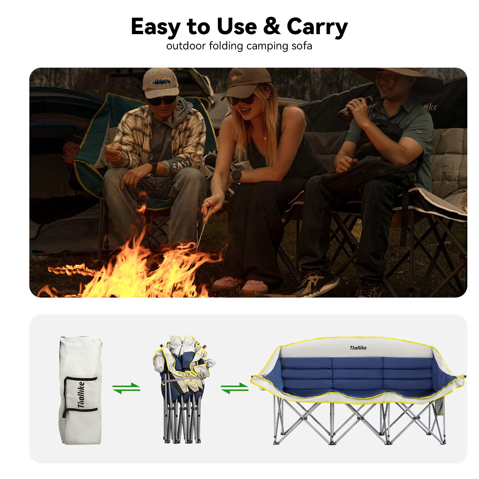 Thallike folding couch with waterproof bag for travel and storage