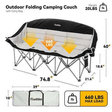 Thallike Double Camping Chair side pocket highlights organized storage for devices on trips.