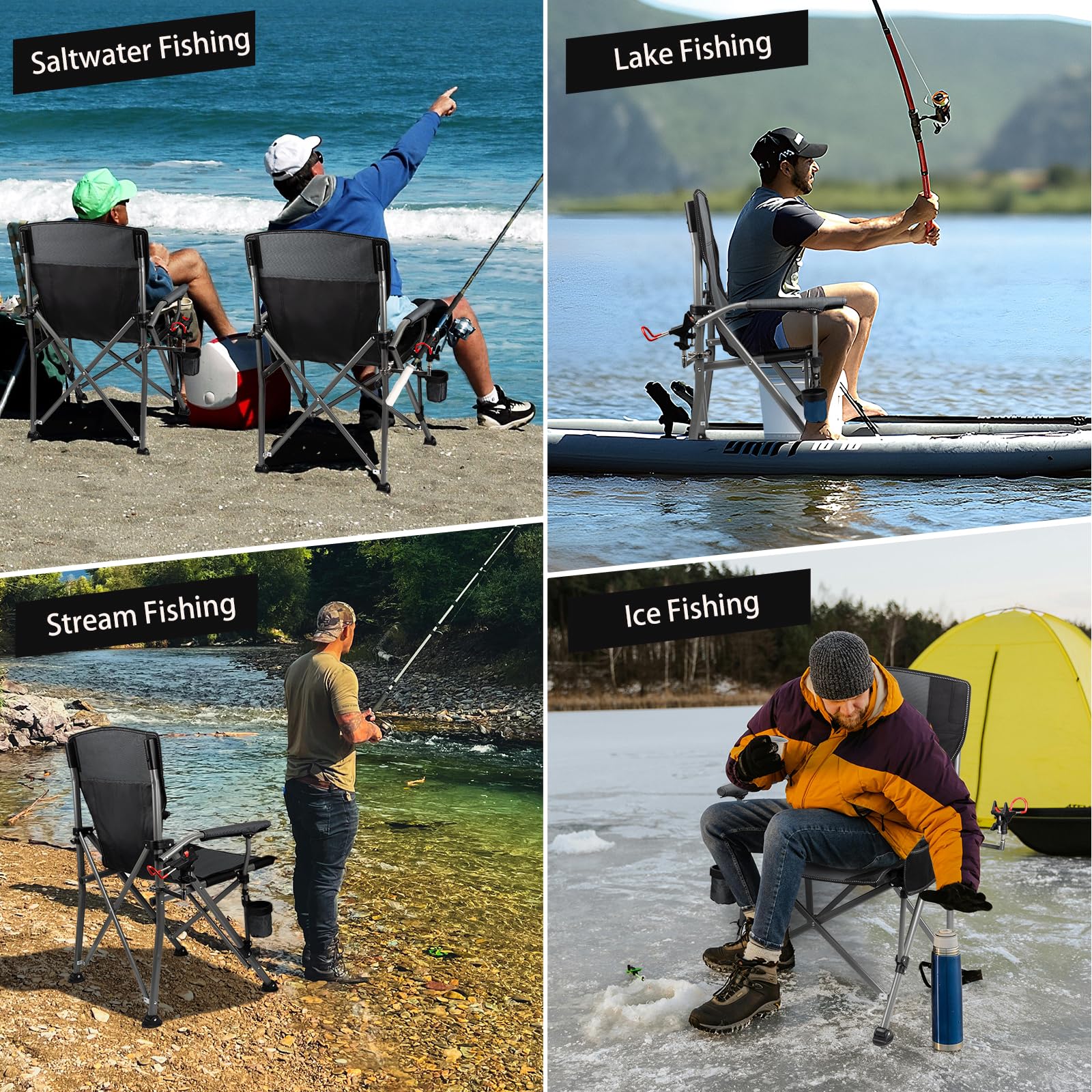 Thallike fishing chair breathable 600D backrest for all-day comfort