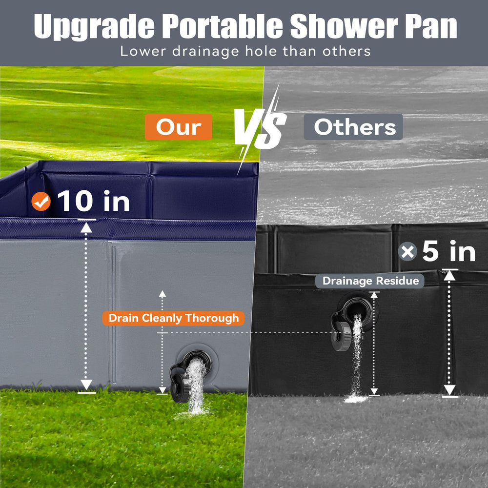 Thallike foldable shower pan storage shows compact design for easy packing and travel.