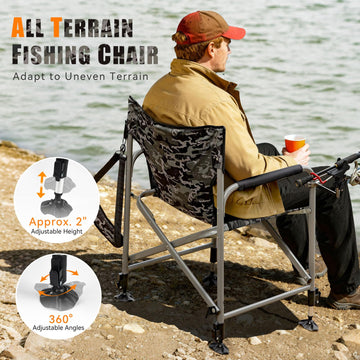 Thallike folding chair extendable legs adapt to uneven terrain.