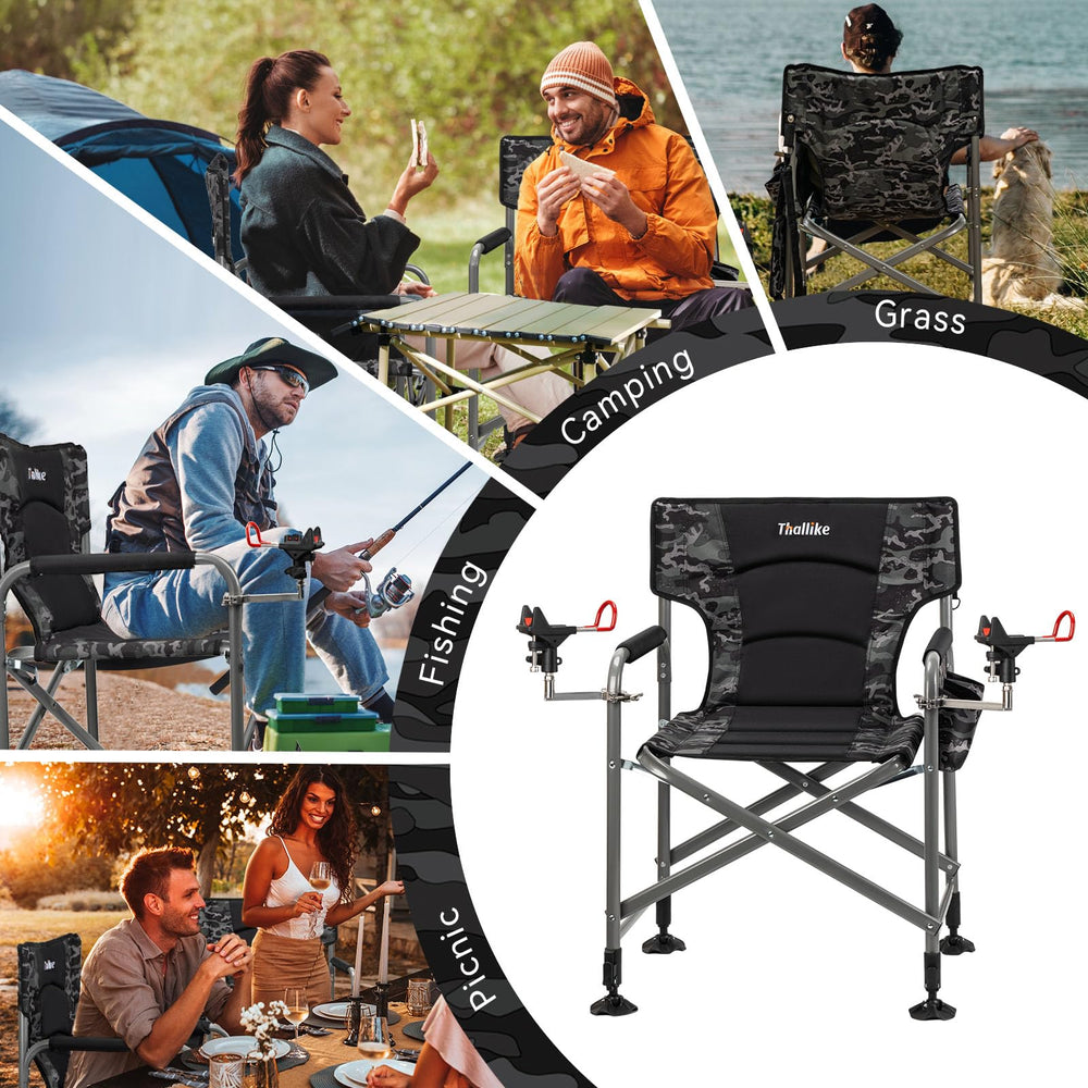 Thallike folding chair ideal for camping, fishing, and patios.