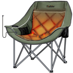 Thallike heated chair front view showing roomy oversized seating for cold-weather outdoors