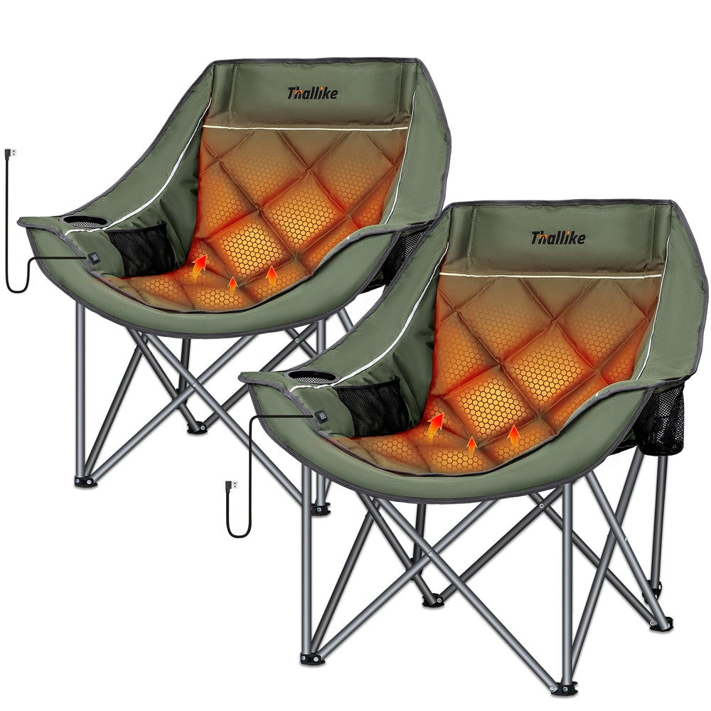 Thallike heated oversized camping chair open, spacious comfort for long outdoor sessions.