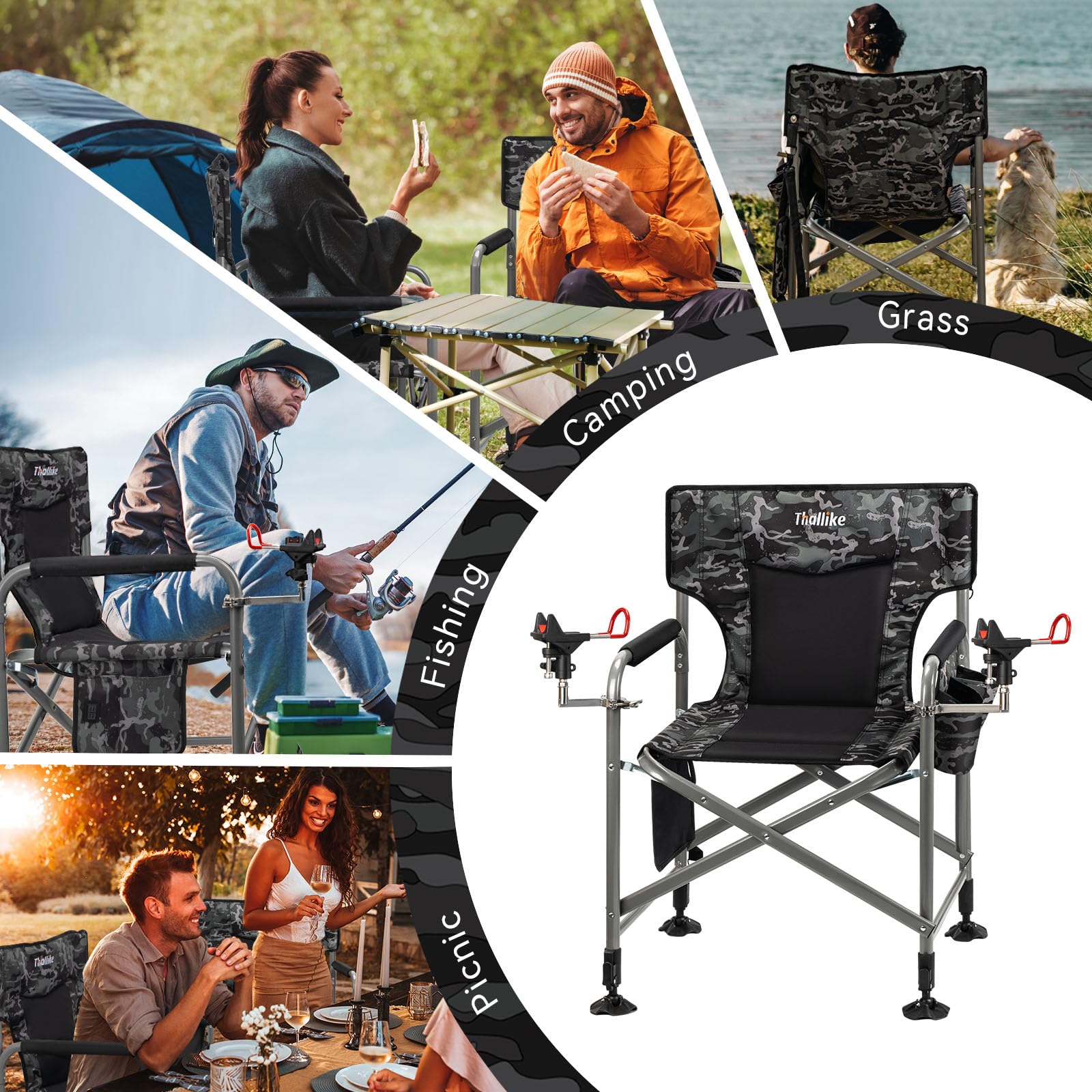 Thallike heated chair in-use on lakeside demonstrates warmth and stability.