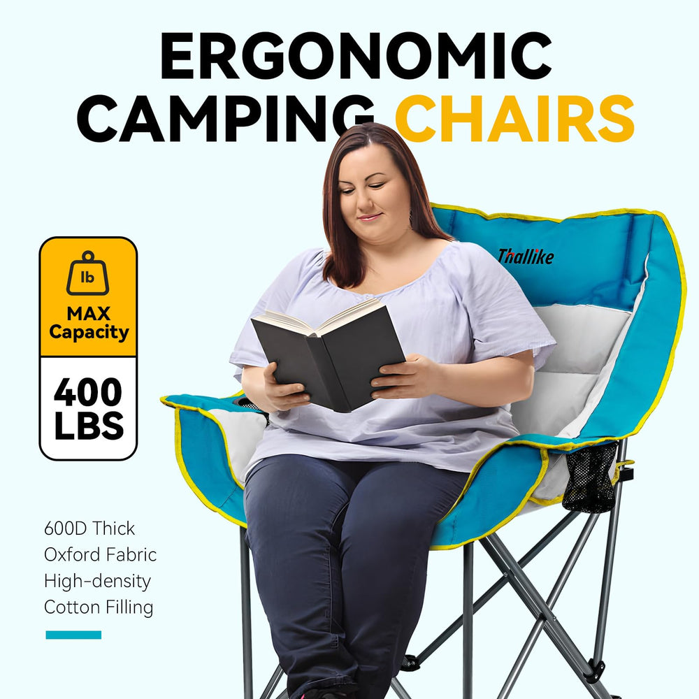 Thallike oversized camping chair cup-holders feature two convenient drink slots