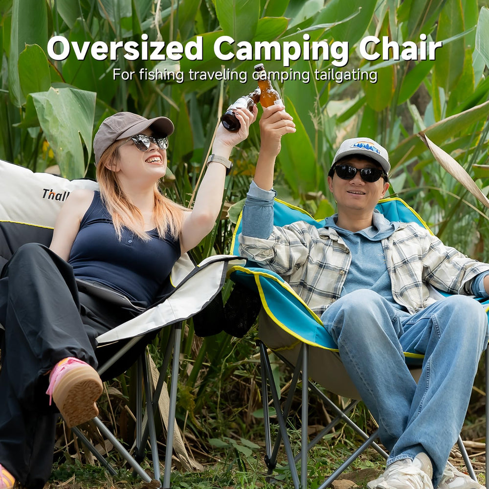 Thallike oversized camping chair folded-bag view demonstrates portability and carry bag