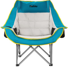 Thallike oversized camping chair front view shows a roomy seat for larger users and comfort