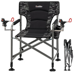 Thallike padded folding chair front view emphasizes sturdy frame for all-day comfort.