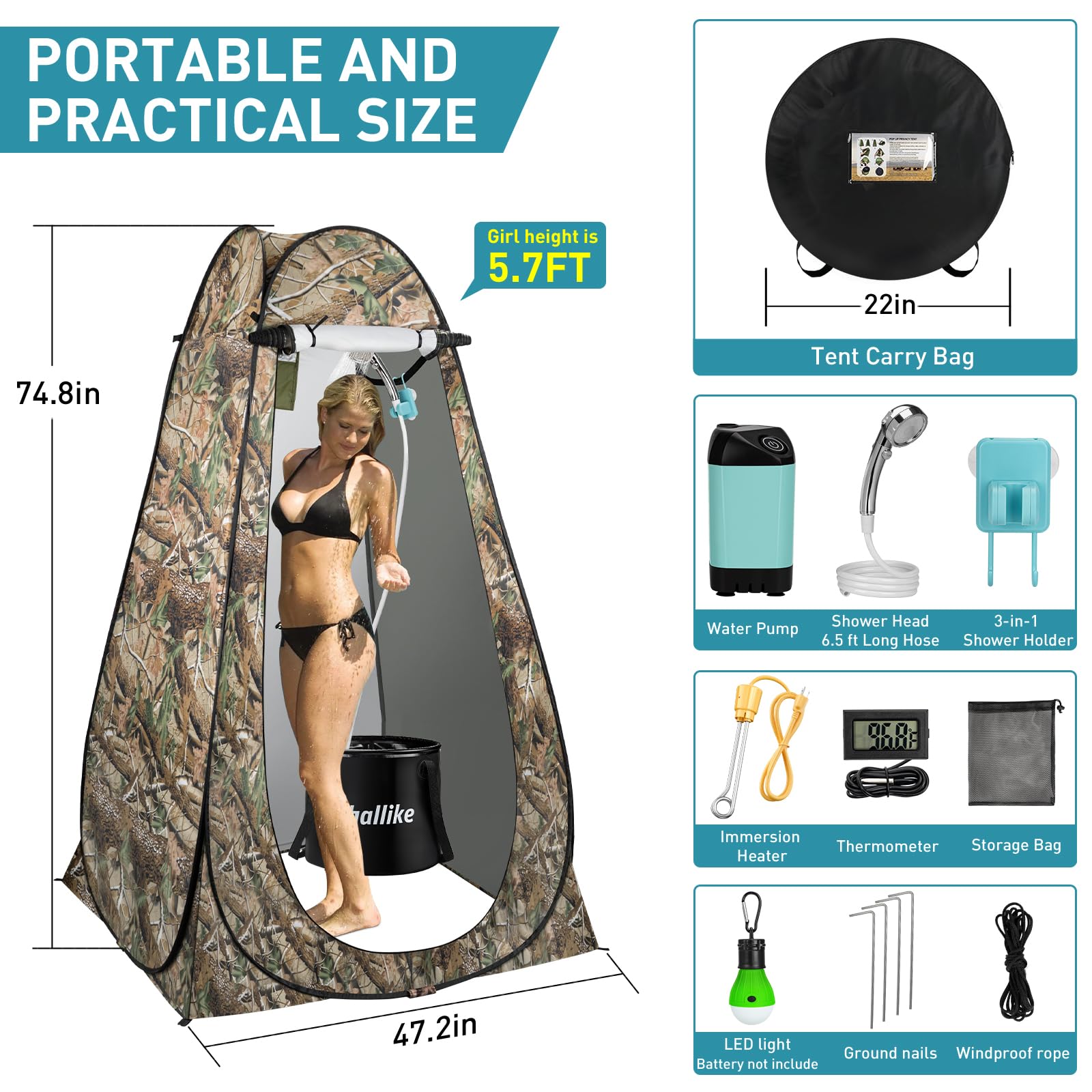 Thallike rechargeable shower pump runs on USB with long battery life.