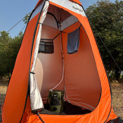 Thallike privacy tent roof detail showing rain shelter capability