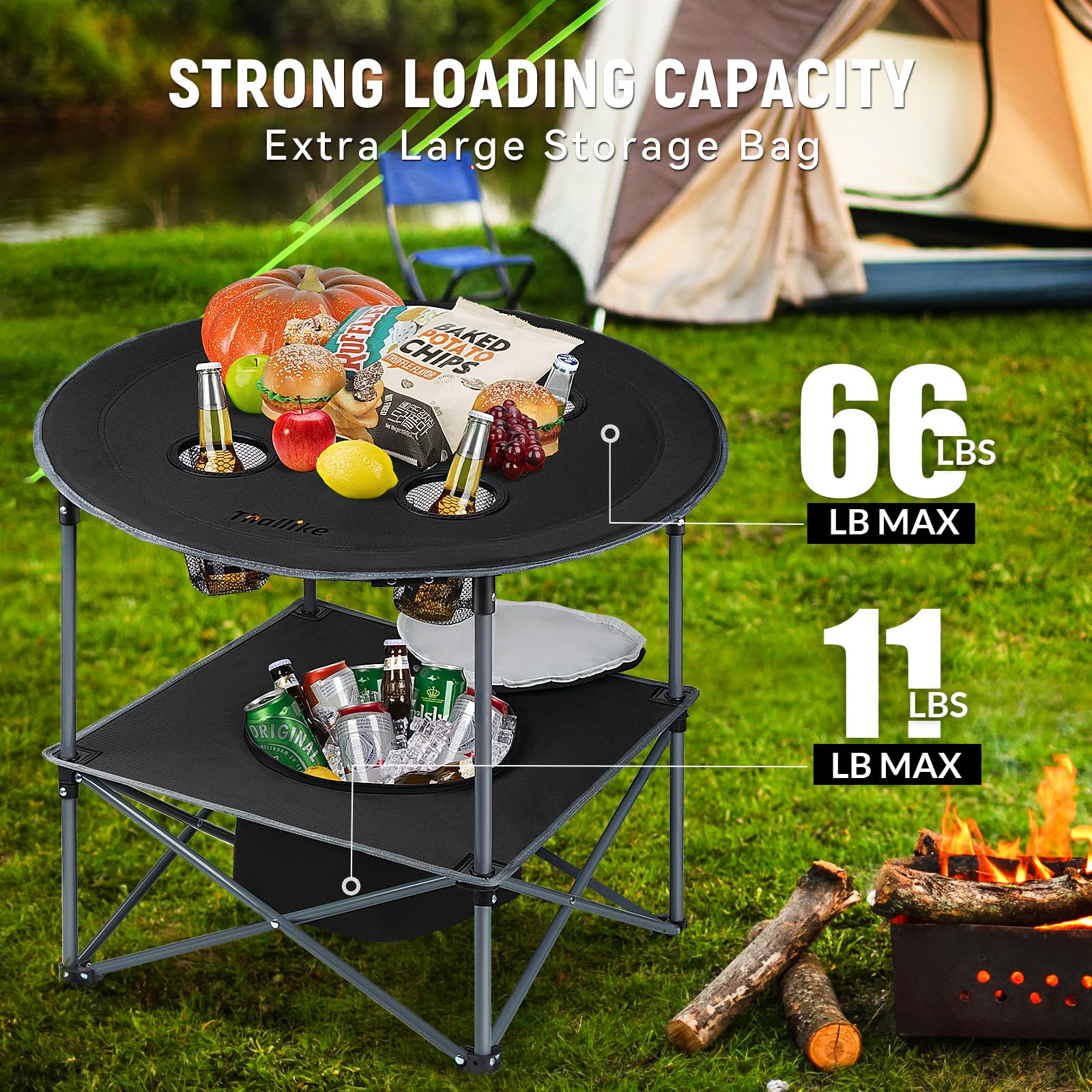 Thallike table-beach-setup shown outdoors with family.