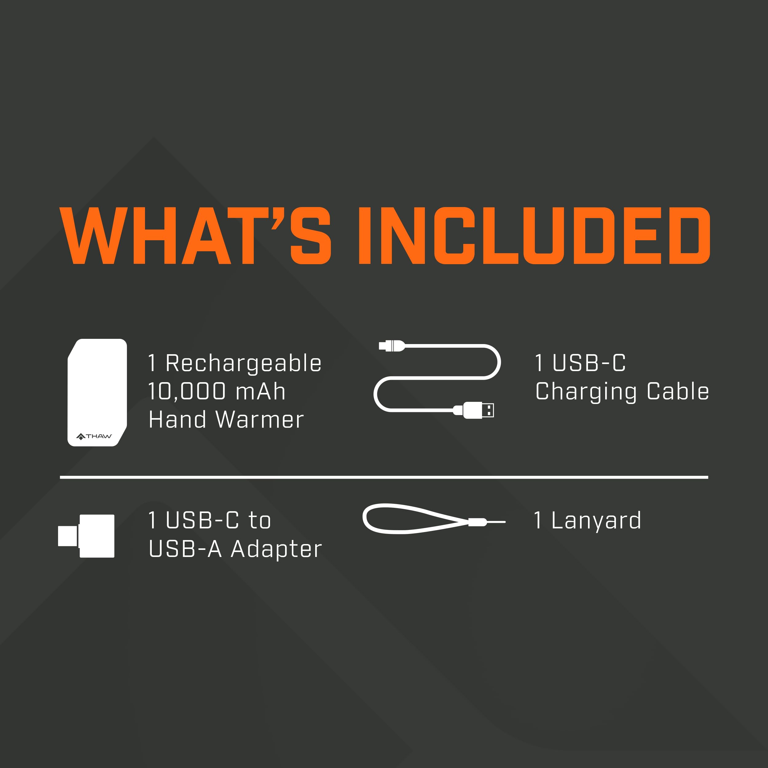 THAW 10K hand warmer packaging demonstrates portable warmth solution.