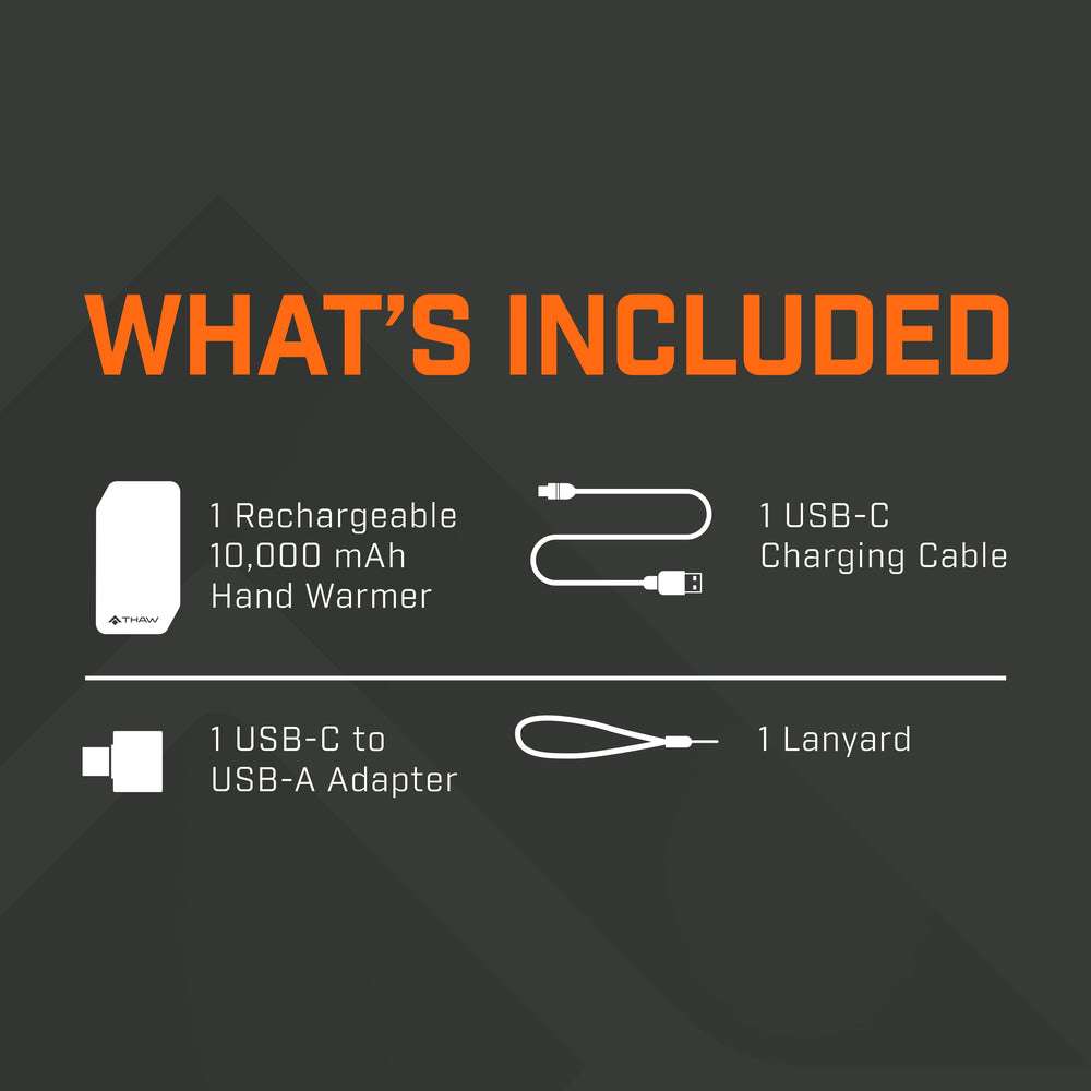 THAW 10K hand warmer packaging demonstrates portable warmth solution.