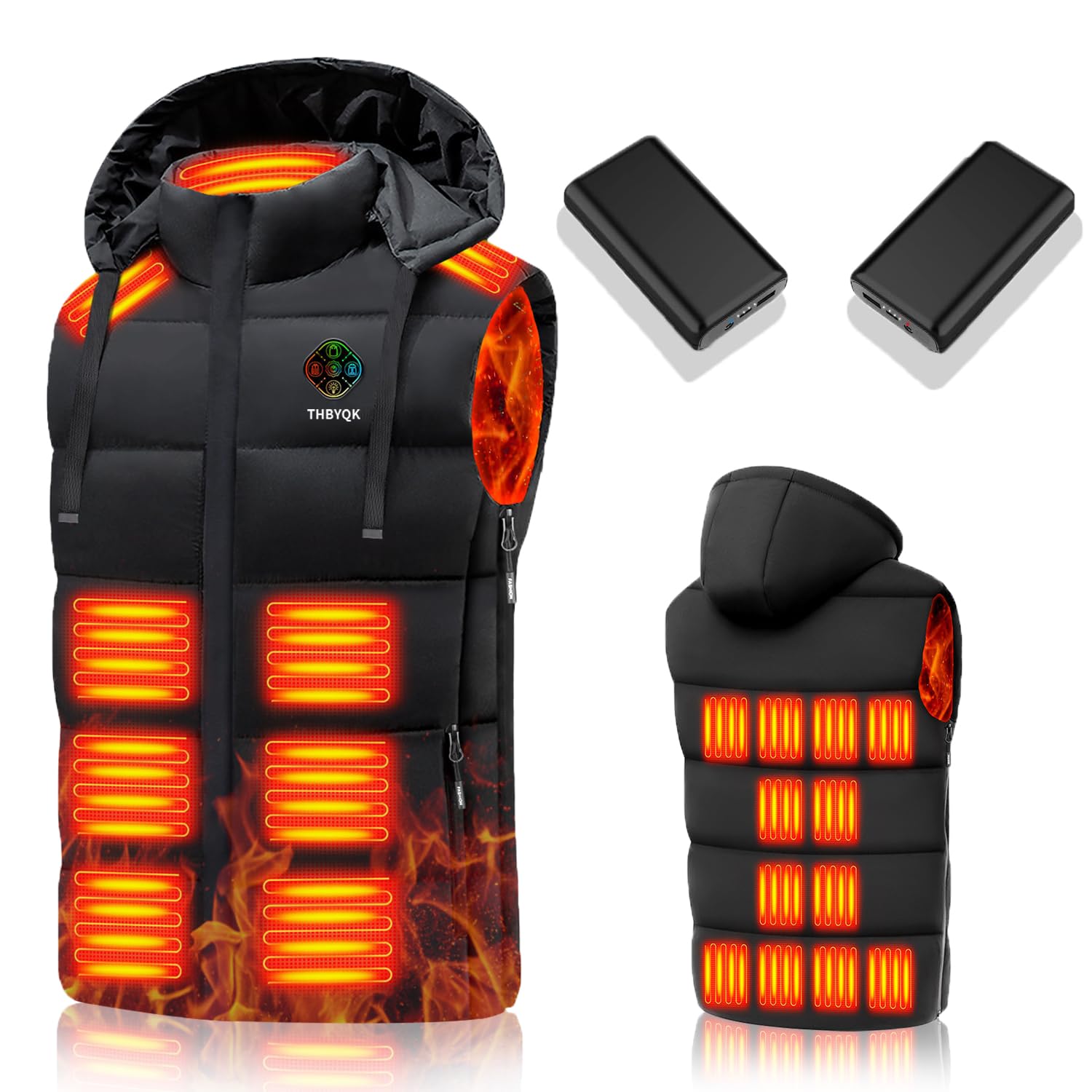 THBYQK 21-heated-zones-vest front view shows comprehensive warmth for winter commutes