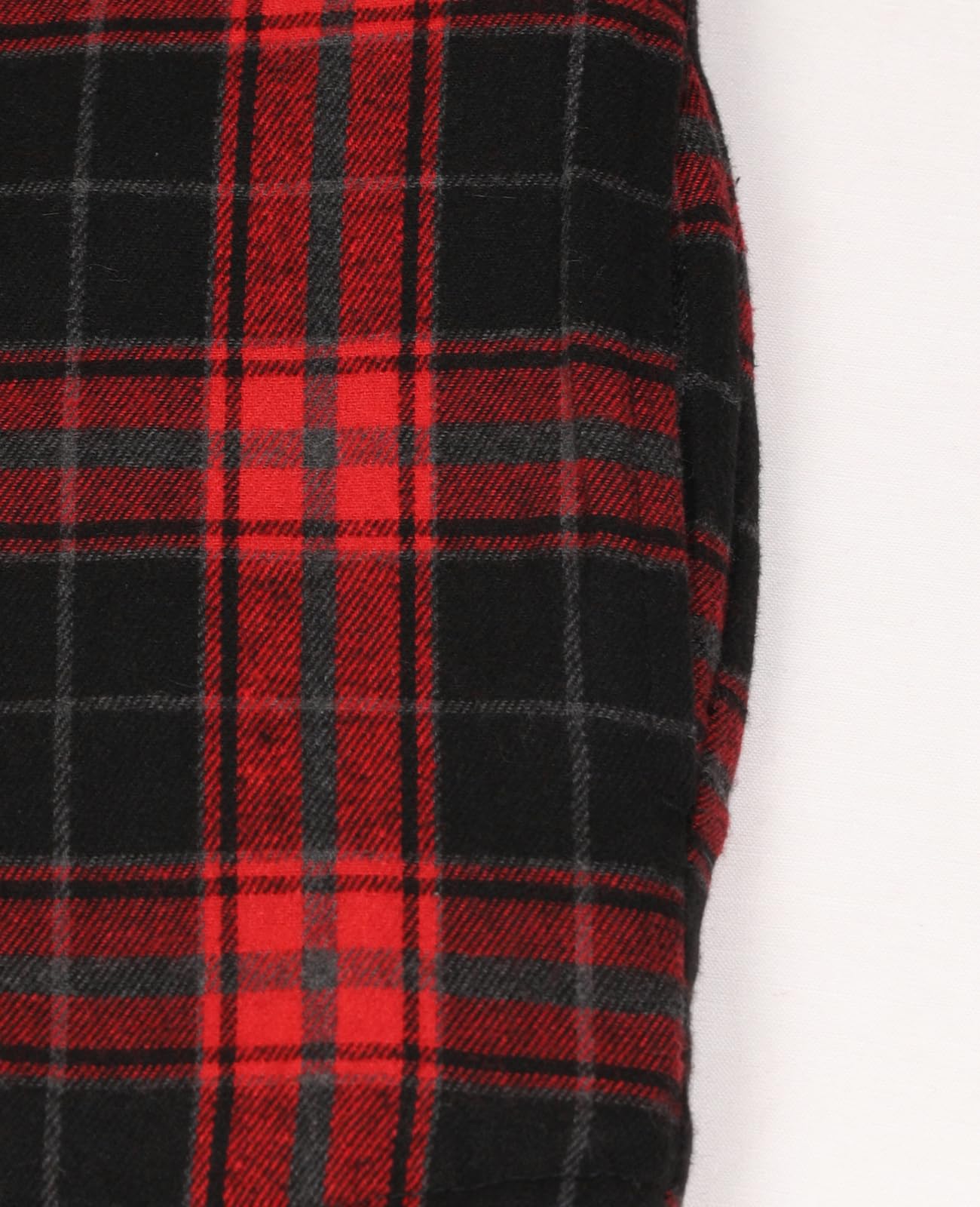 ThCreasa men's full zip flannel jacket red fabric close-up shows cotton-poly blend durability