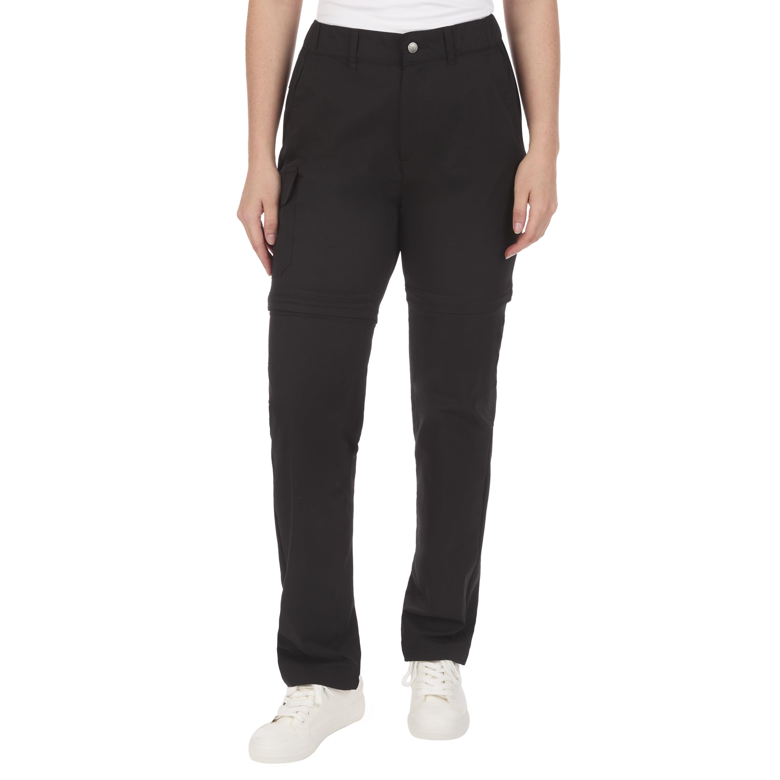 The American Outdoorsman women's high-rise convertible pants with zip-off legs for versatile outdoor wear.