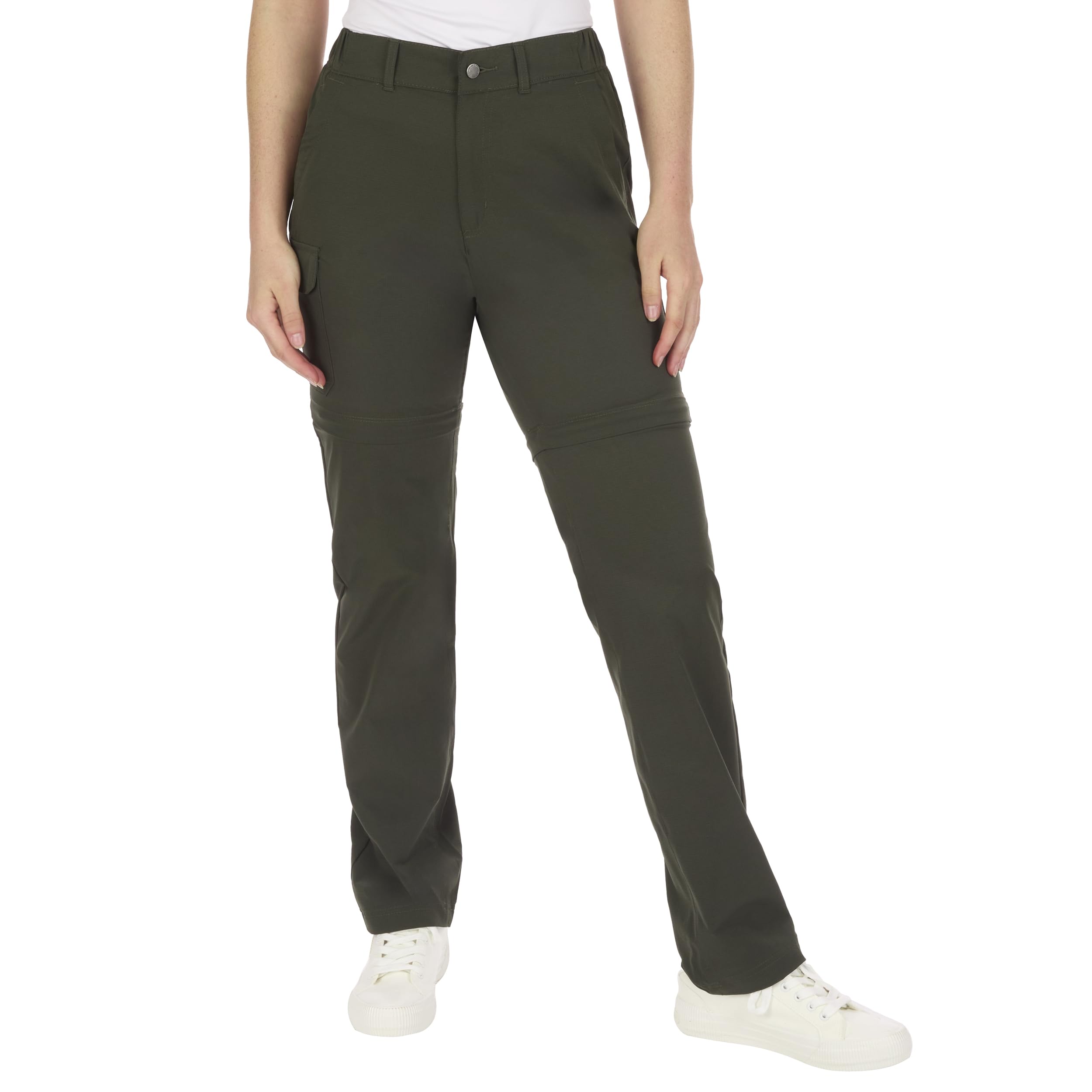 The American Outdoorsman Women's high-rise hiking pants with zip-off legs for versatile comfort.