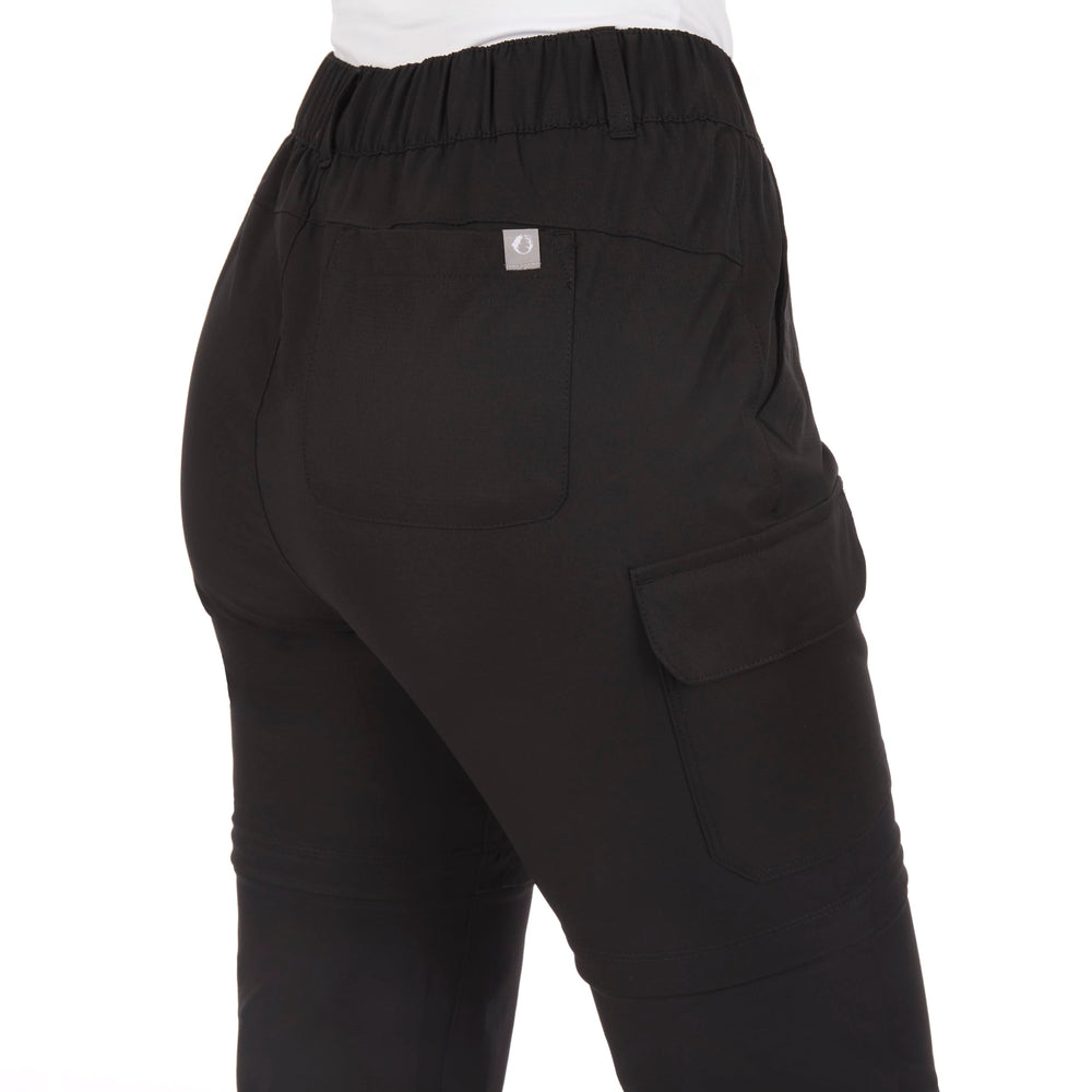 Interior elastic waistband and belt loops ensure a personalized, secure feel