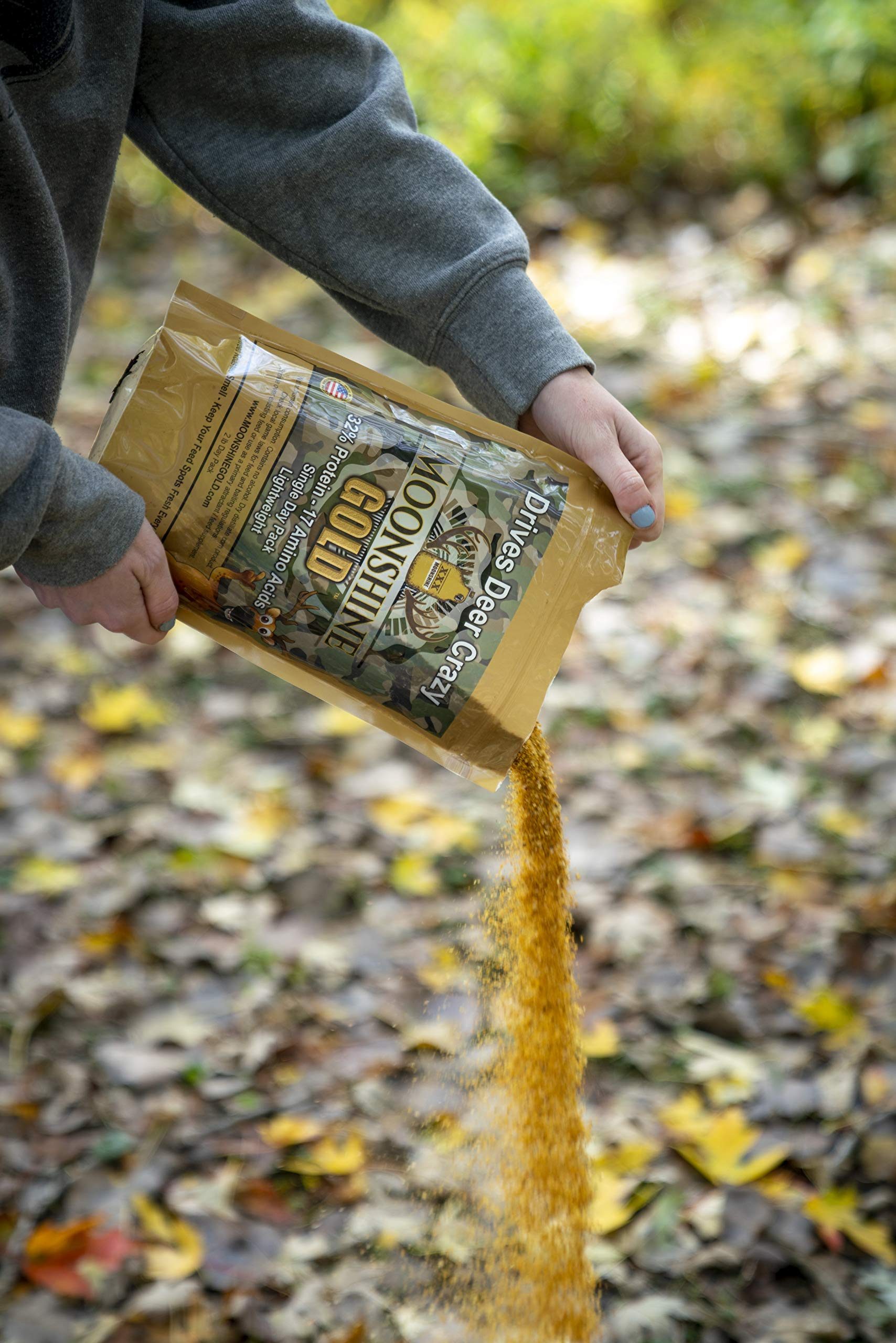 The Andersons Moonshine Gold contains 32% protein for deer nutrition.