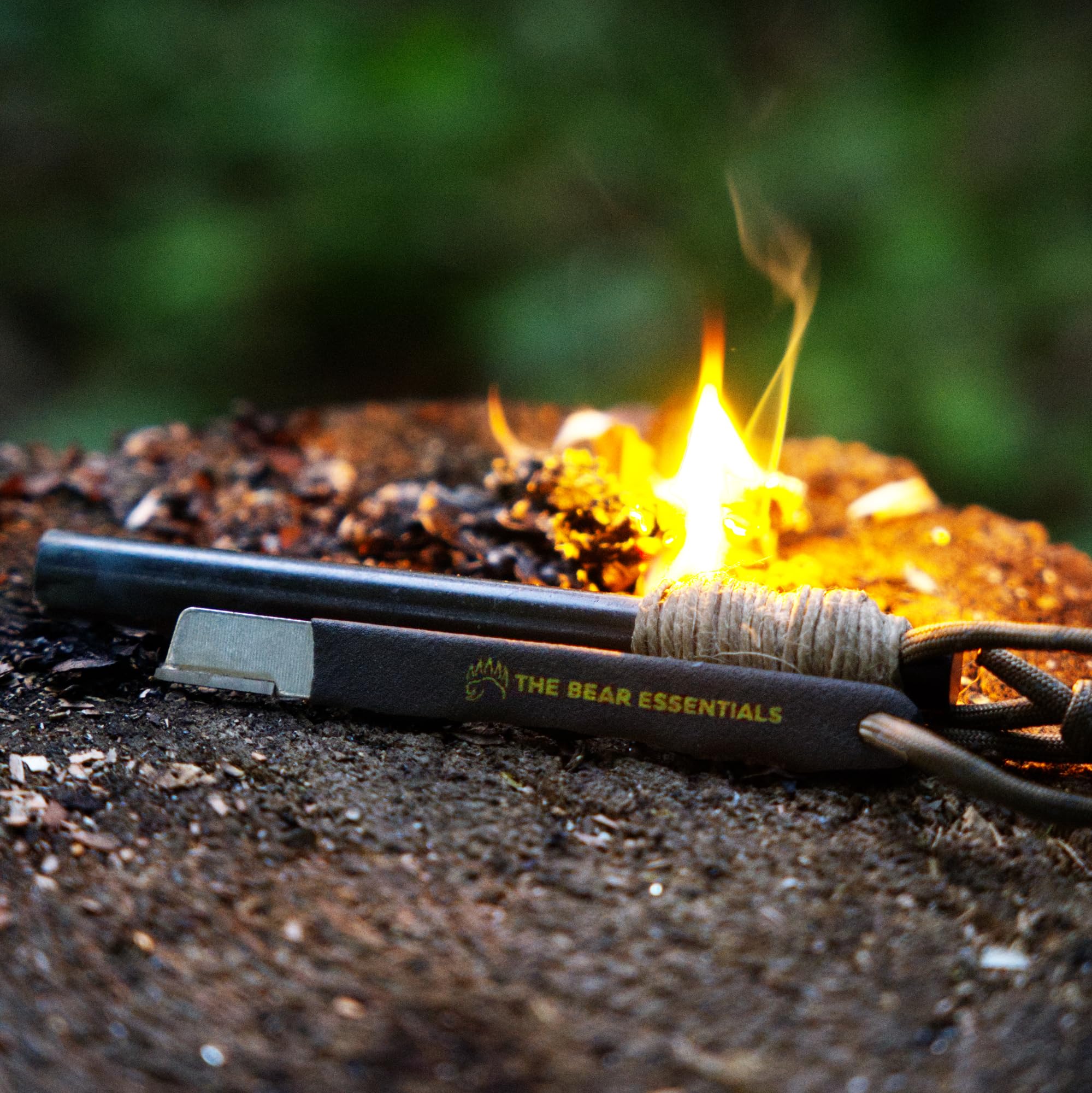 The Bear Essentials sparks ignition detail demonstrates hot spark shower for tinder.