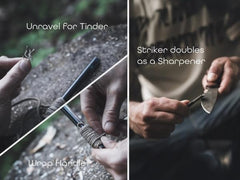 The Bear Essentials waxed hemp tinder stays waterproof for quick light-ups.