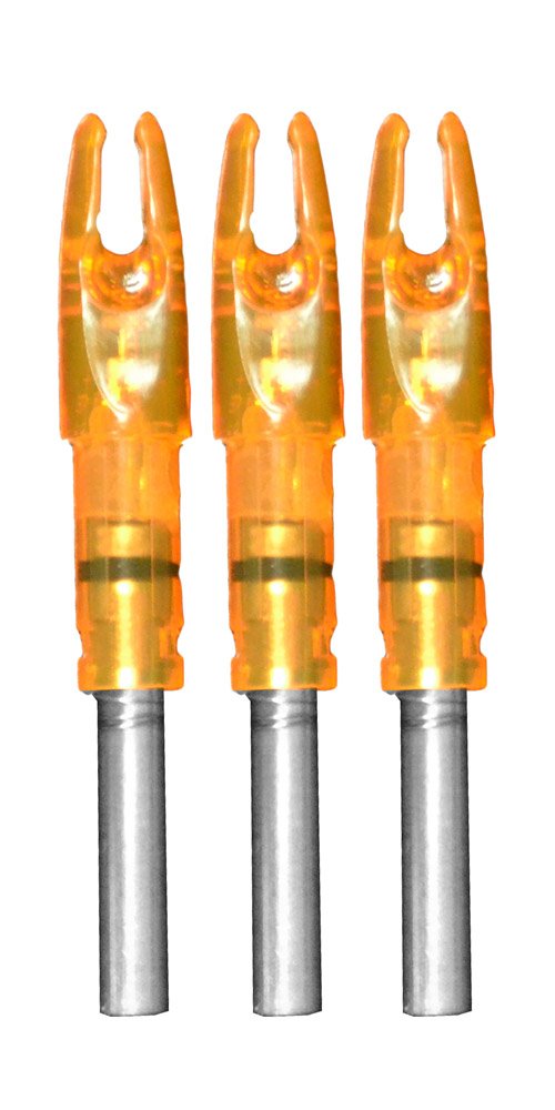 The Burt Coyote Company Lumenok Signature Nock orange illuminates arrows for easy shot tracking and retrieval.