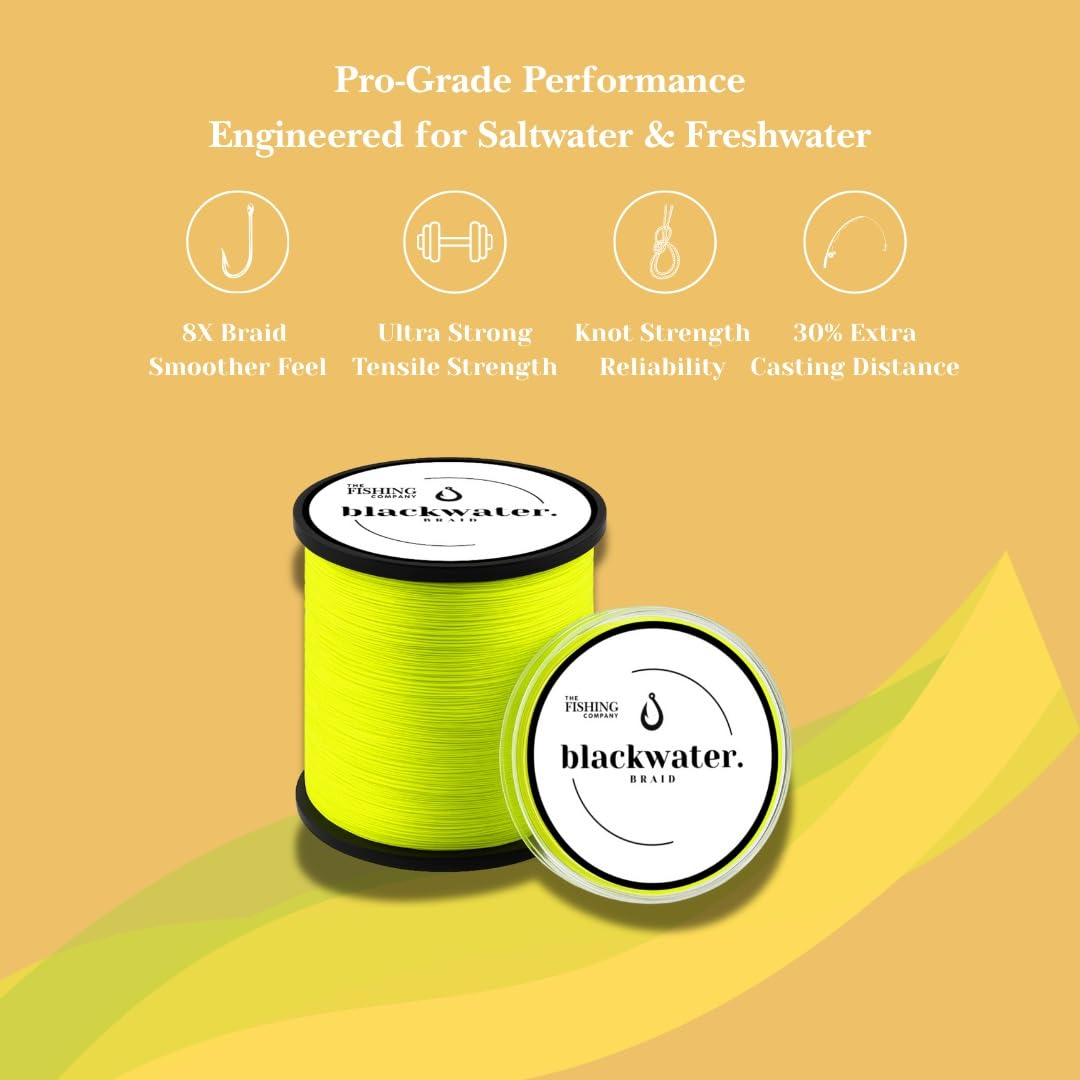 The Fishing Company Blackwater Braid 8X 500yds spool offers ample line length.