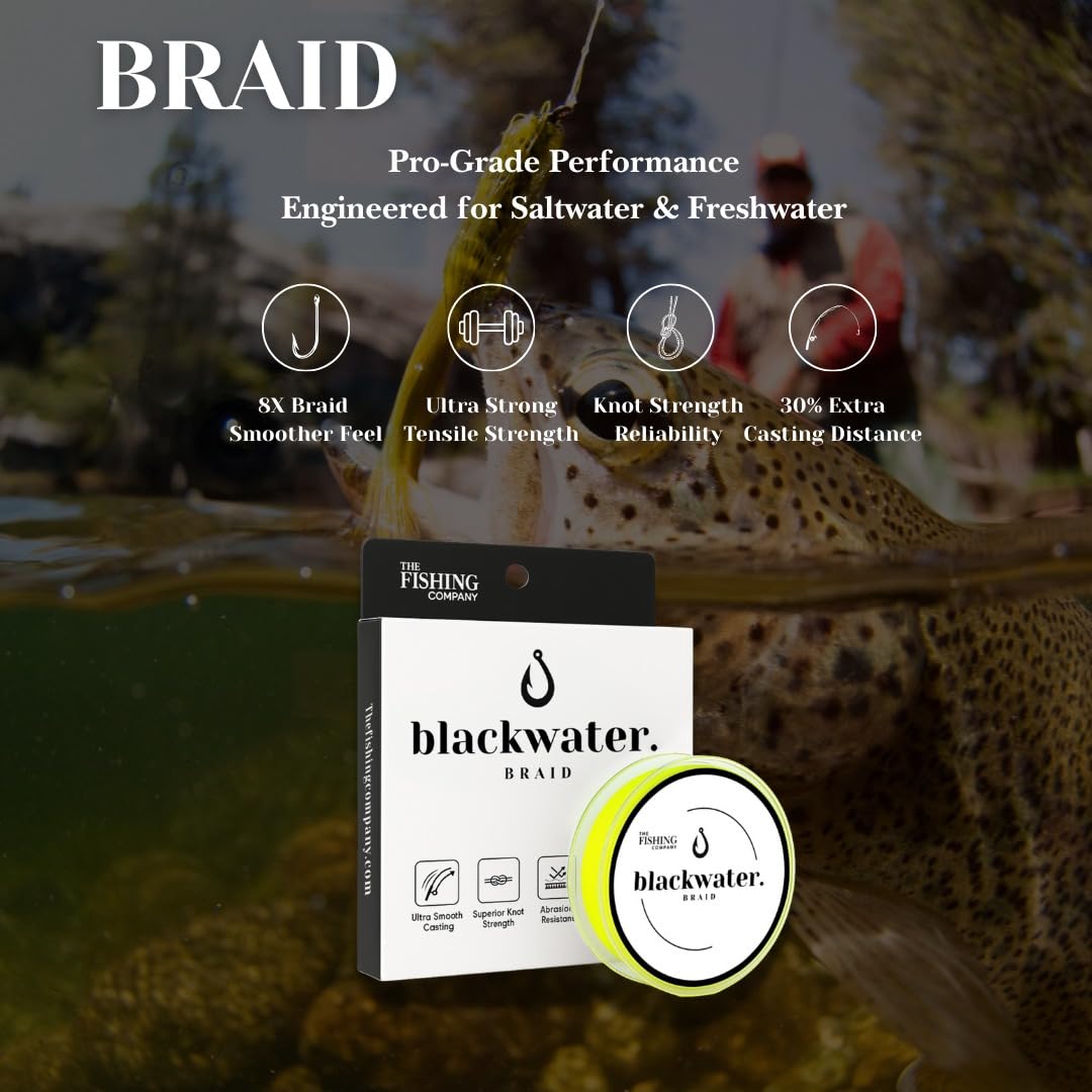The Fishing Company Blackwater Braid 8X freshwater-ready suited for bass and trout.