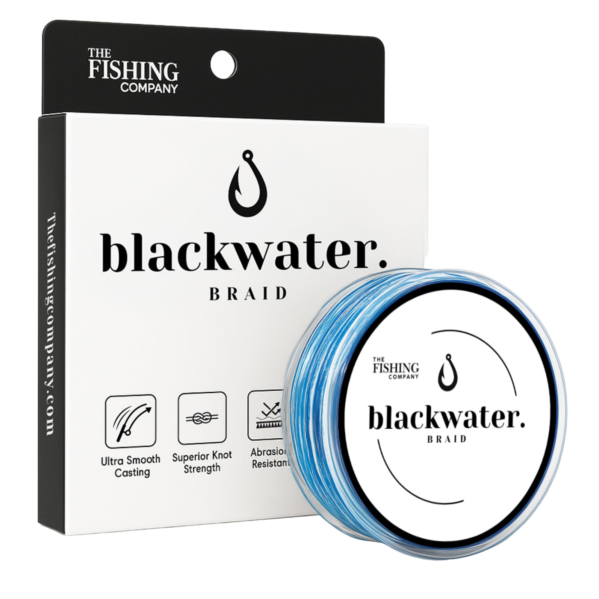 The Fishing Company Blackwater Braid blue-camo spool showcases color option for stealth rigs