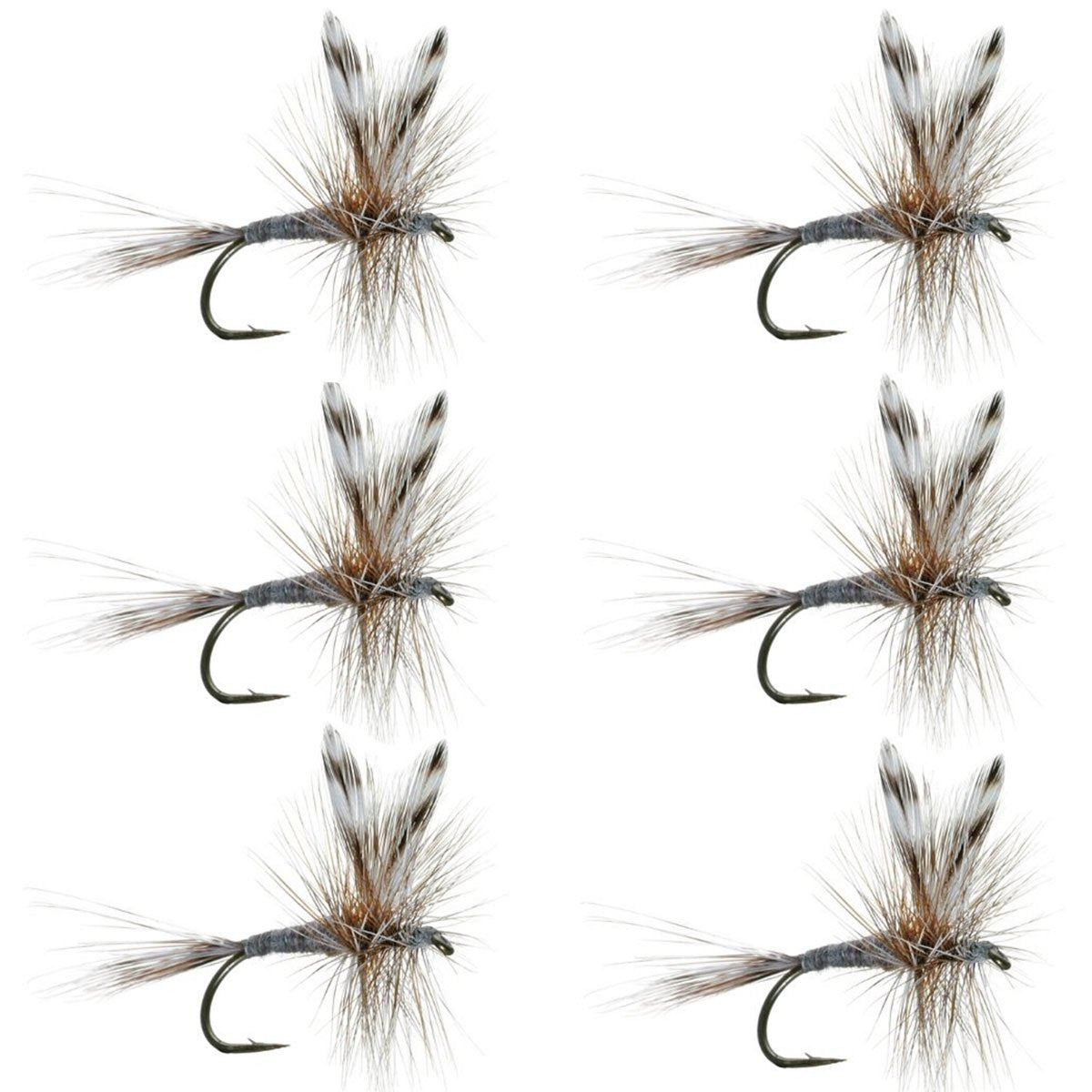 The Fly Fishing Place Adams Classic Trout Dry Fly close-up on hook shows premium craftsmanship for trout