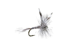 The Fly Fishing Place barbless Mosquito dry fly on water to attract trout