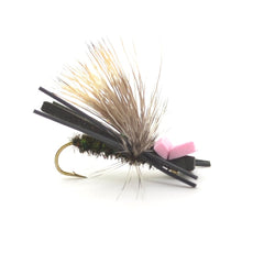 The Fly Fishing Place Black Bicho hopper with high-visibility profile for sunlit fishing