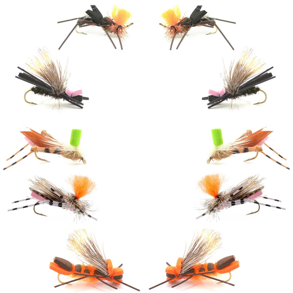 The Fly Fishing Place Orange Godzilla Hopper on the water surface, ideal for trout exposure