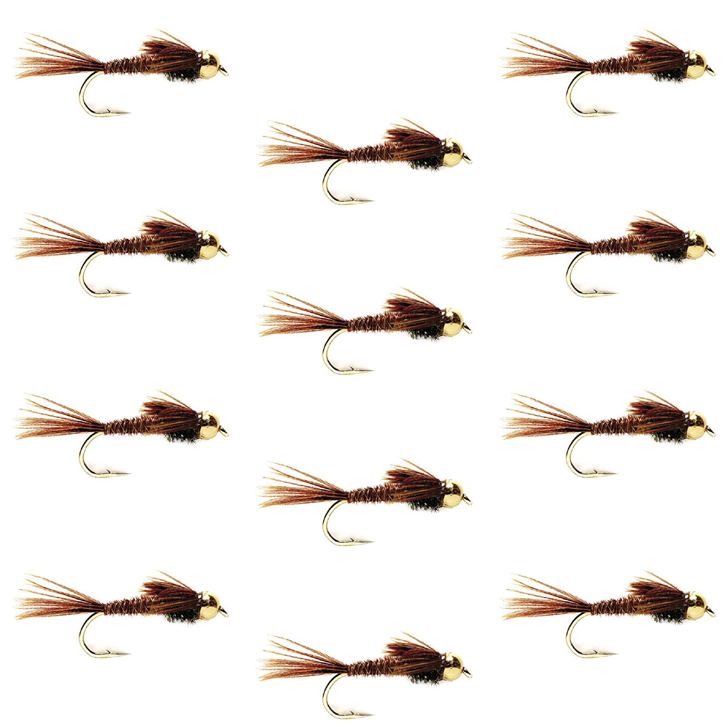 The Fly Fishing Place bead head pheasant tail nymph front view for deep-water trout