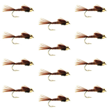 The Fly Fishing Place bead head pheasant tail nymph front view for deep-water trout