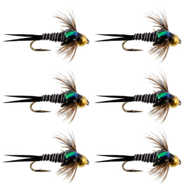 The Fly Fishing Place bead head Zebra Copper John Nymph set for deep-water trout fishing.