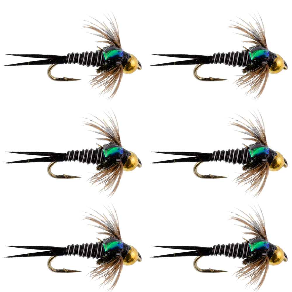 The Fly Fishing Place bead head Zebra Copper John Nymph set for deep-water trout fishing.