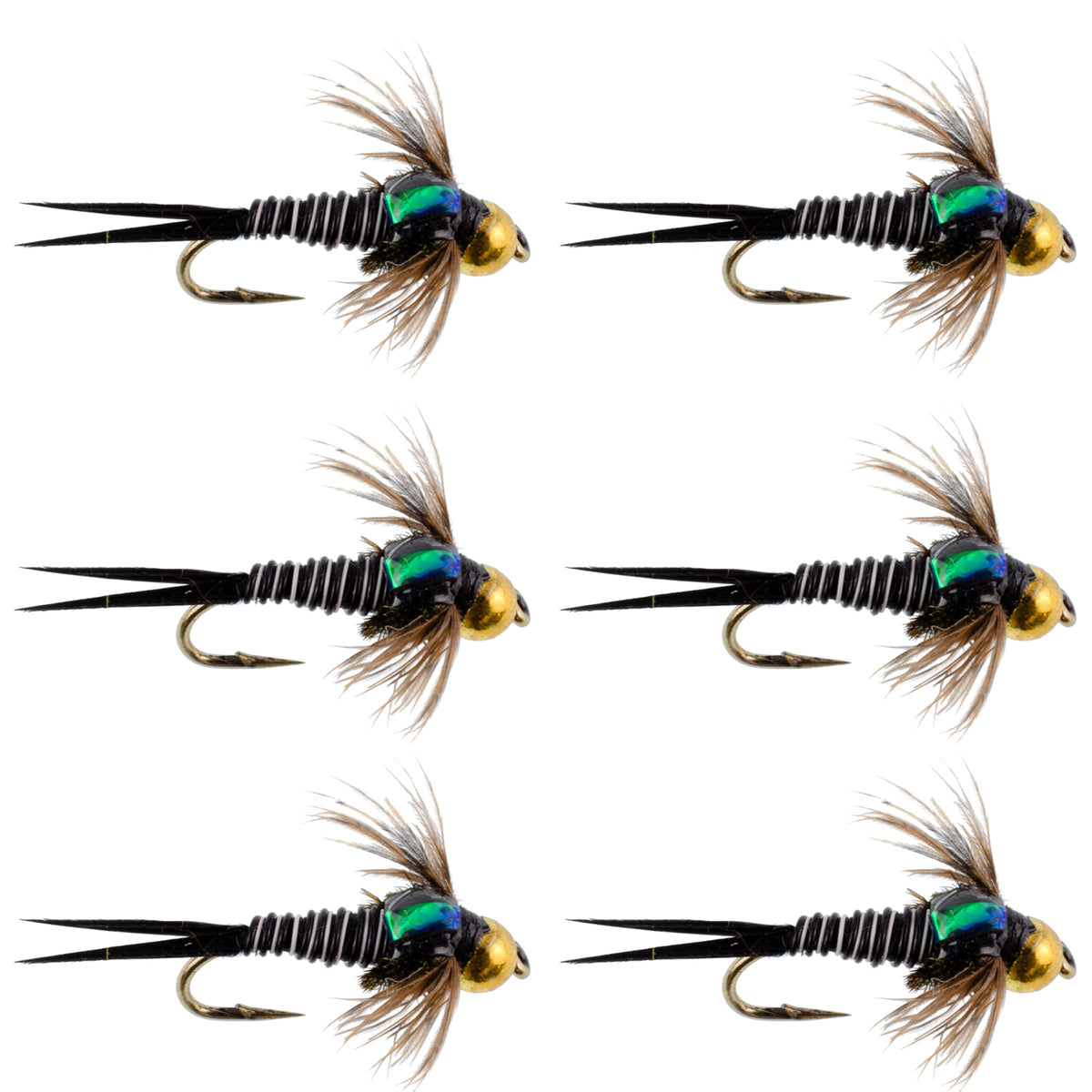The Fly Fishing Place bead head Zebra Copper John Nymph set for deep-water trout fishing.