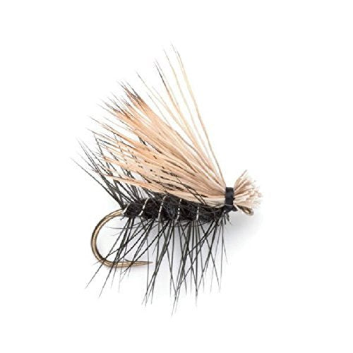 Closeup of hackle on Black Elk Hair Caddis showing craftsmanship.