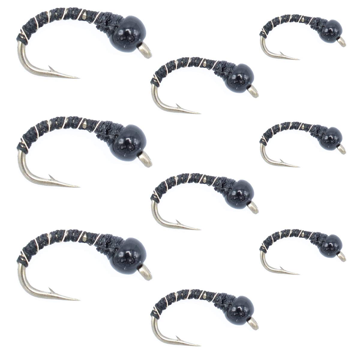 The Fly Fishing Place black zebra midge assortment pack for deep-water trout fishing.