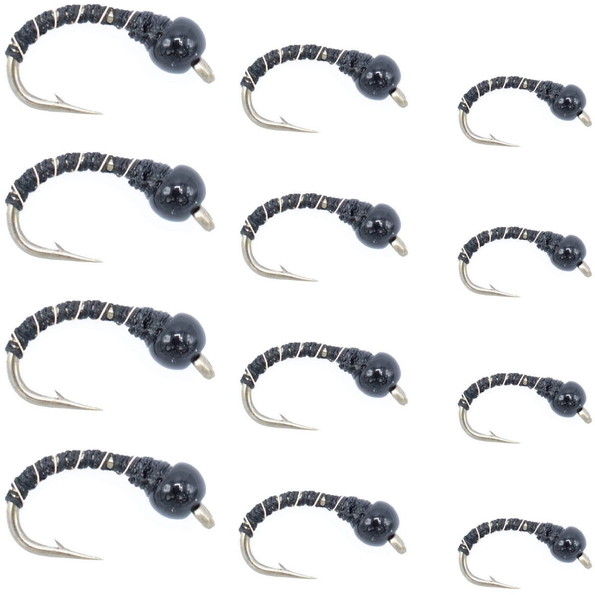 The Fly Fishing Place Black Zebra Midge bead head close-up for deep-water trout fishing benefits