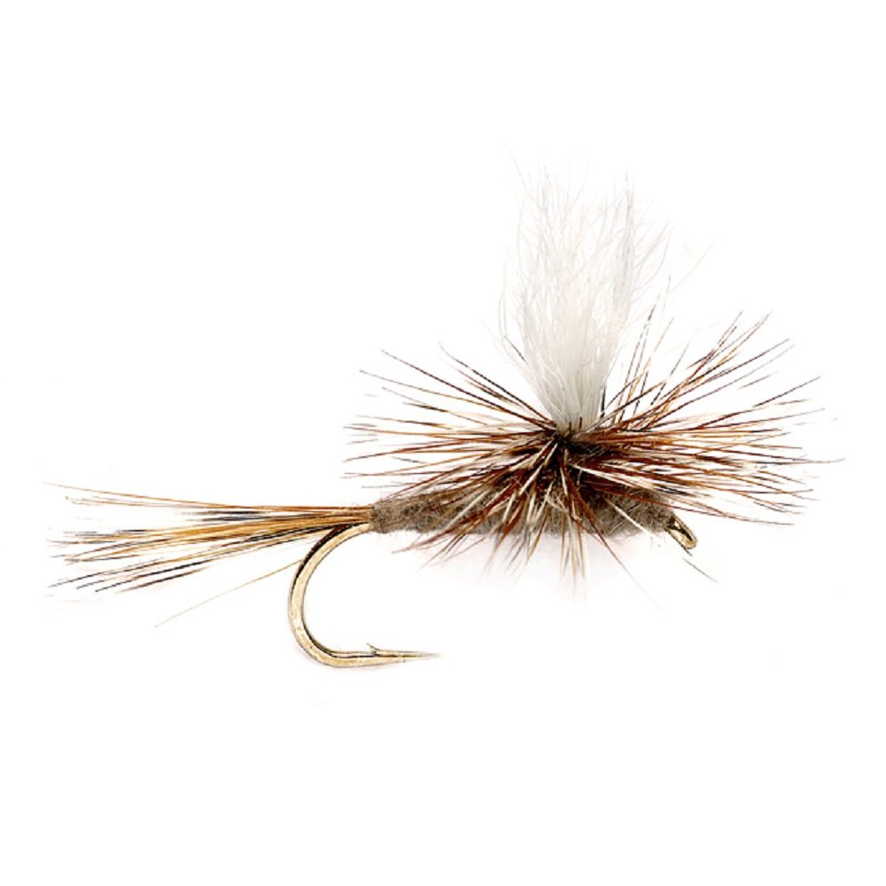 The Fly Fishing Place Adams dry fly set helps anglers track drift across riffles with a high-visibility post.