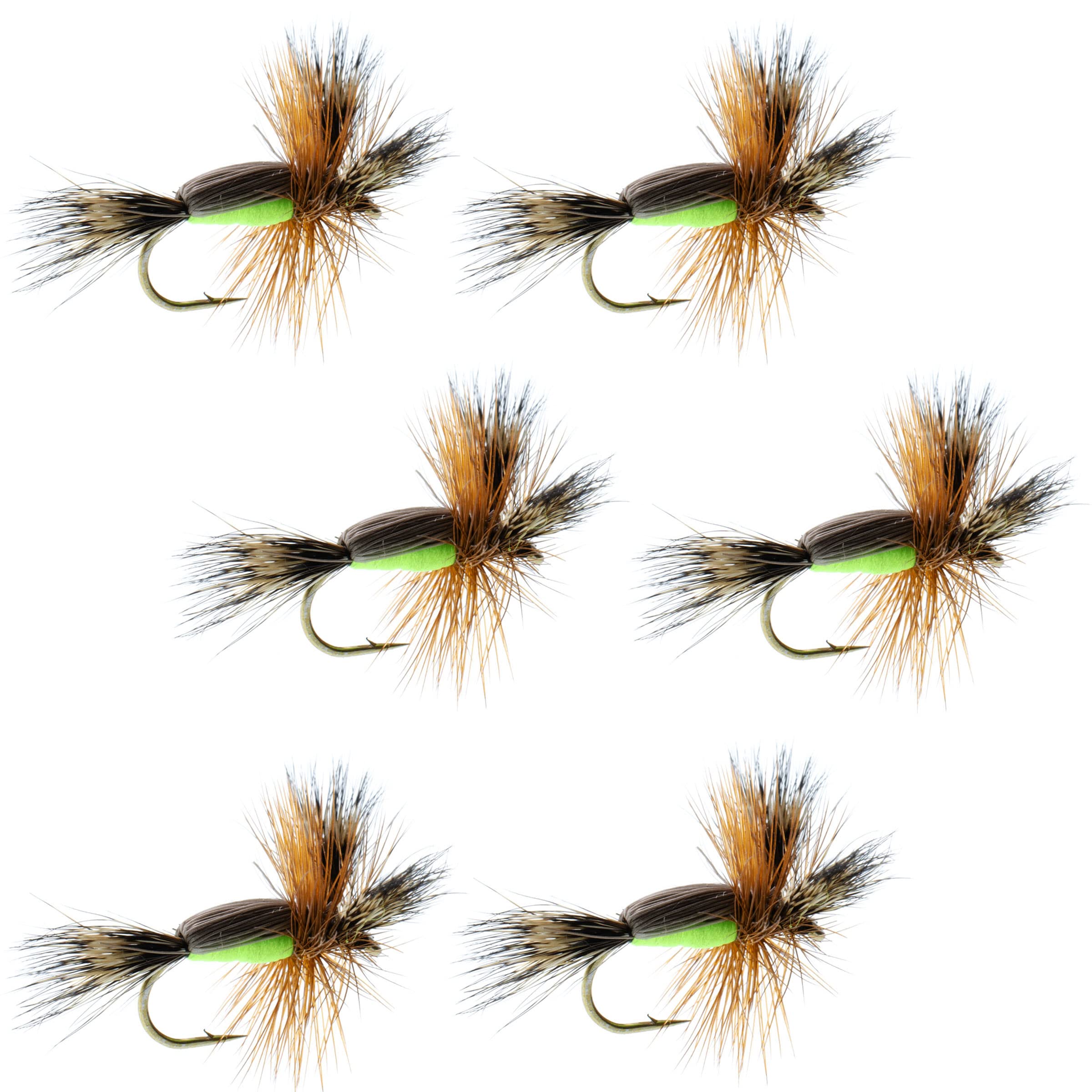 The Fly Fishing Place Chartreuse Humpy dry fly in pocket-water trout scenario
