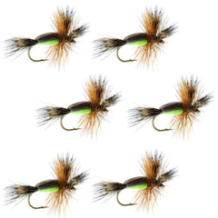 The Fly Fishing Place Chartreuse Humpy dry fly in pocket-water trout scenario